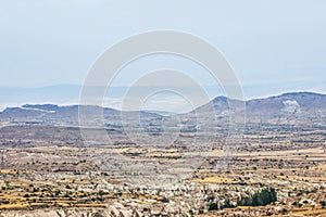 Landscape of rocky formation in Cappadocia