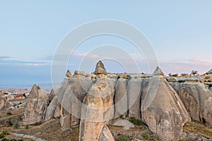 Landscape of rocky formation in Cappadocia