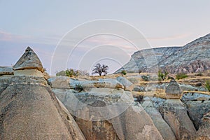 Landscape of rocky formation in Cappadocia