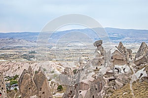 Landscape of rocky formation in Cappadocia