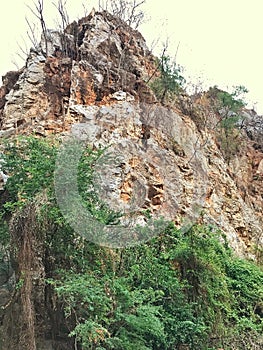 Landscape with a rocky mountain.