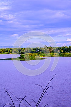 Landscape of Rong Tio Reservoir in Phu Kam Yao district