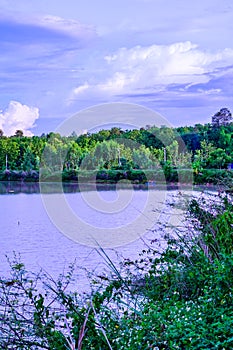 Landscape of Rong Tio Reservoir in Phu Kam Yao district