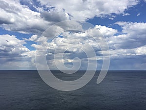 Landscape of Royal National Park with cloudy sky and ocean in Sydney, Australia