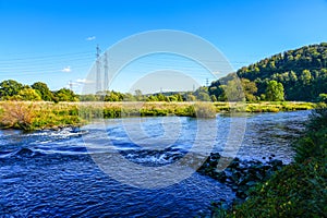 Landscape at the Ruhraue Hattingen-Winz nature reserve. Nature and the Ruhr