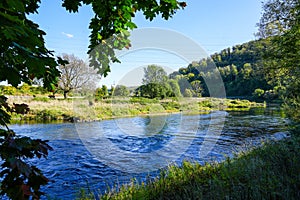 Landscape at the Ruhraue Hattingen-Winz nature reserve. Nature and the Ruhr