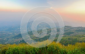 Landscape of rural city in moutain at sunset time - Phu thap b