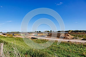 Landscape of rural road construction work area