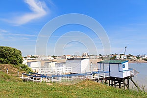 Landscape Saint-Georges-de-Didonne with fisherman cabines photo