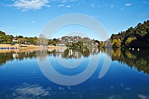 Landscape of Saint-Pee-sur-Nivelle Lake in French Basque Coundry,