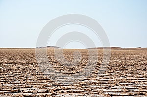 Landscape of salt flat in desert , Iran