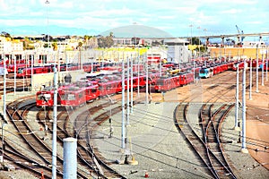 Landscape of San Diego trolley