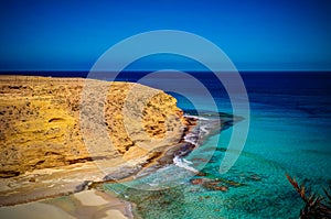 Landscape with sand Ageeba beach near Mersa Matruh, Egypt