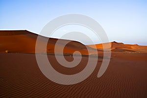 Landscape of sand dunes in the desert of Rub` Al Khali