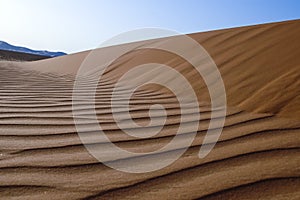 Landscape of sand dunes in the desert of Rub` Al Khali