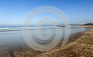 Landscape with sandy beach of Tangier, Morocco, Africa