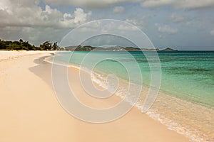 Landscape of Sandy Tropical Caribbean Beach