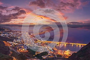 Landscape with Santa Cruz de La Palma at night