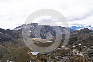 Landscape of Santa Cruz Trek, Huascaran National Park in the Andes of Peru.