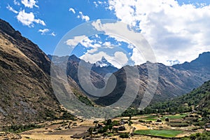 Landscape of Santa Cruz Trek, Huascaran National Park in the Andes of Peru.