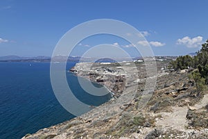 Landscape on Santorini island in Greece.Nice clouds