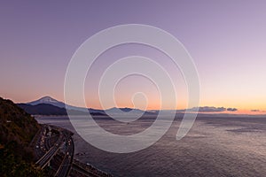 Landscape of the Satta pass at dawn in Shizuoka, Japan