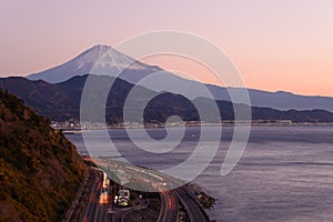 Landscape of the Satta pass at dawn in Shizuoka, Japan