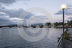 A landscape scene of the Lake in geneve, switzerland.