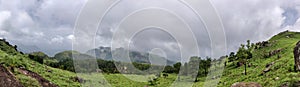 A landscape sceneic veiw of meadow on mountain range