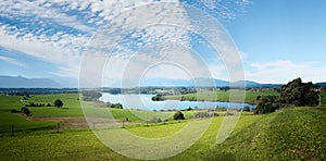 Landscape scenery with fleecy clouds