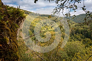 Les Echelles de Rochehaut hike in region Bouillon, Wallonia, Belgium. Semois valley view