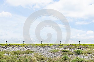 Landscape Scenic road travel on empty highway and concrete traffics pole