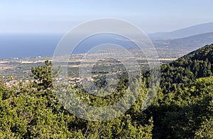 The view from the height Mount Olympus of the town of Litochoro Pieria, Mount Olympus, Greece