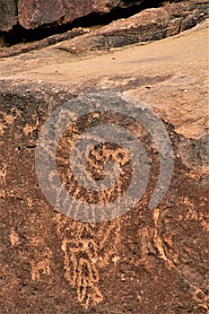 Landscape scenic view of Hieroglyphic  Canyon, Superstition Mountains, Hohokam Petroglyphs, Gold Canyon, Arizona, United States