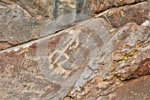 Landscape scenic view of Hieroglyphic  Canyon, Superstition Mountains, Hohokam Petroglyphs, Gold Canyon, Arizona, United States