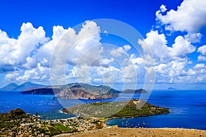 Landscape scenic view of Lipari islands, Sicily, Italy photo