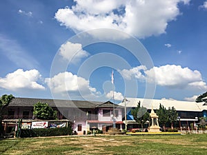 The landscape of a school building in Lampoon on sunny day