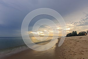Landscape of sea beach and sky at dawn ; Songkhla Thailand