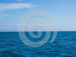 Landscape of sea horizon seascape under blue sky