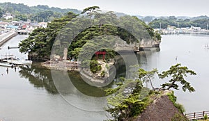 Landscape with sea, island and port in Matsushima, Japan. photo