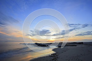 Landscape of sea and sky at dawn ; Songkhla Thailand