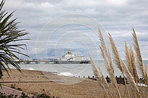 Landscape by the sea. View of Eastbourne Pier, East Sussex England UK