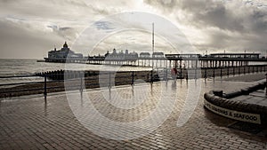 Landscape by the sea. View of Eastbourne Pier, East Sussex England UK