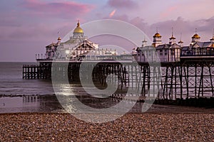 Landscape by the sea. View of Eastbourne Pier, East Sussex England UK