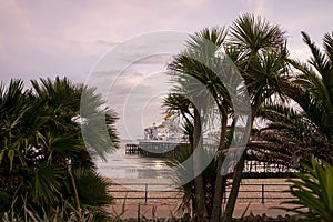 Landscape by the sea. View of Eastbourne Pier, East Sussex England UK