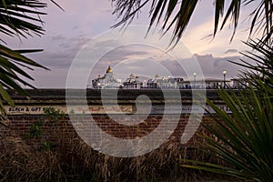 Landscape by the sea. View of Eastbourne Pier, East Sussex England UK