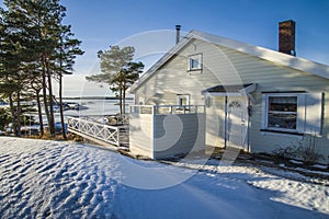 Landscape by the sea in the winter (cabin)