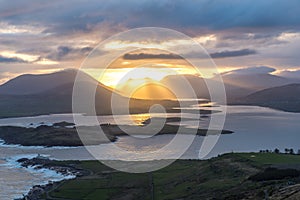Landscape seascape sunrise morning sunlight Valentia Island  Cromwell Point Lighthouse Portmagee Ring ok Kerry Ireland