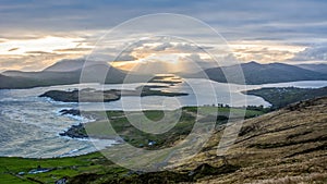 Landscape seascape sunrise morning sunlight Valentia Island  Cromwell Point Lighthouse Portmagee Ring ok Kerry Ireland