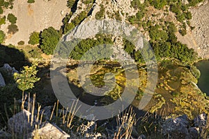 Landscape with a series of small waterfalls on Krupa river in Croatia